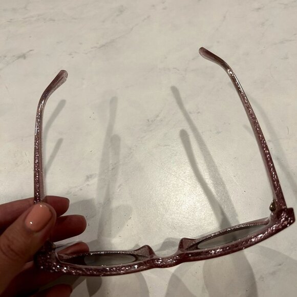 Womens thick mauve retro glitter sunglasses - Picture 2 of 4